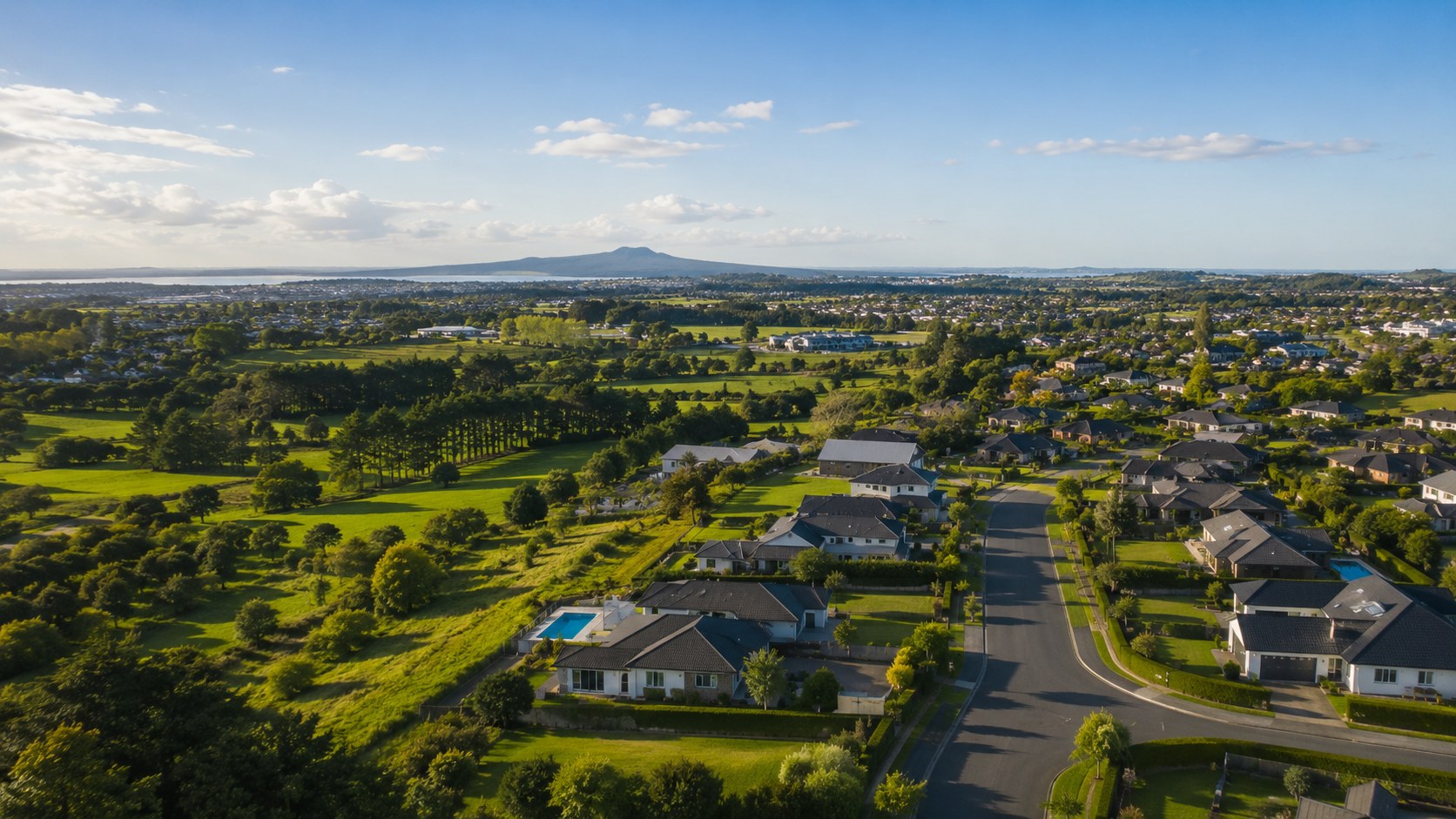 Bright Auckland suburb street used for market reporting